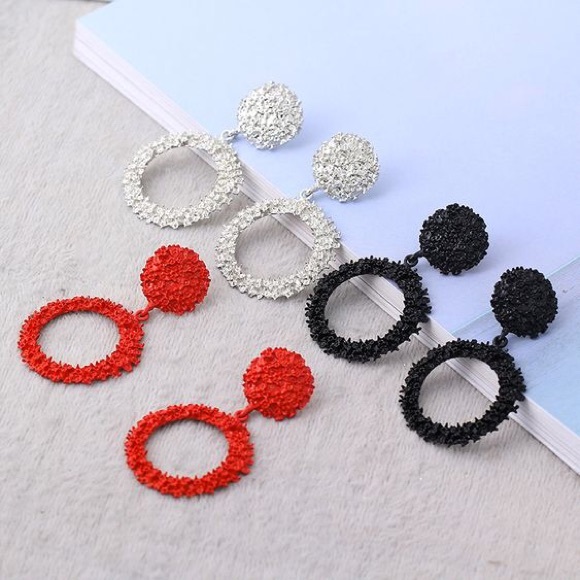 Round Sparkling Drop Earrings - Picture 5 of 5